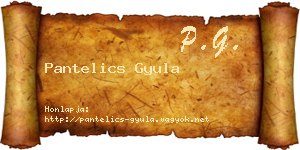Pantelics Gyula névjegykártya